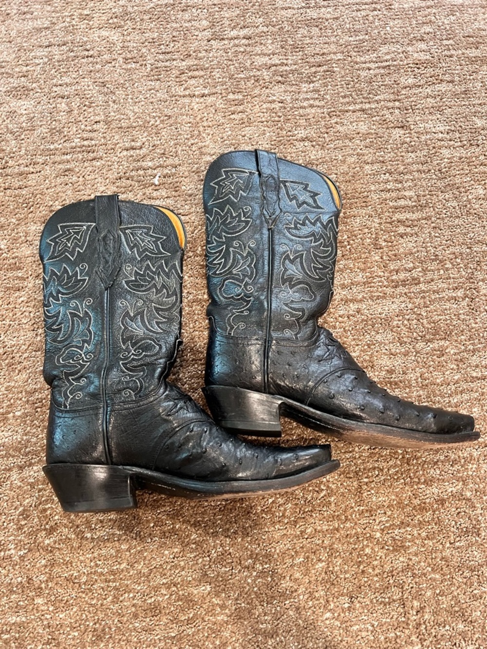 LUCCHESE 1883 Full Quill Ostrich Boots 7B Women's Cowgirl Western Ranchwear